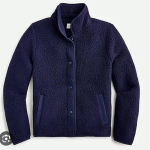 J. Crew Polartec Sherpa Fleece Button-Up Jacket with Snap Closure